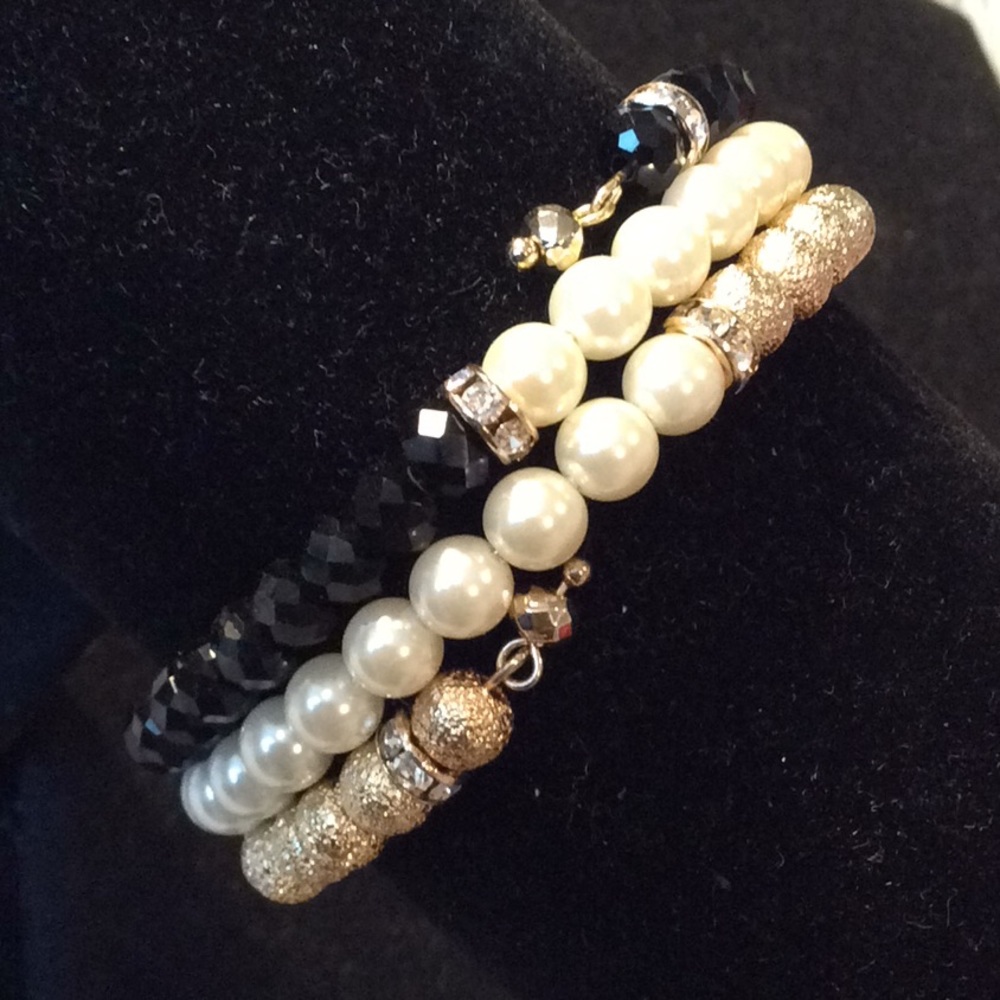 Bracelet Pearls, Crystal, Beads Tri-Gem